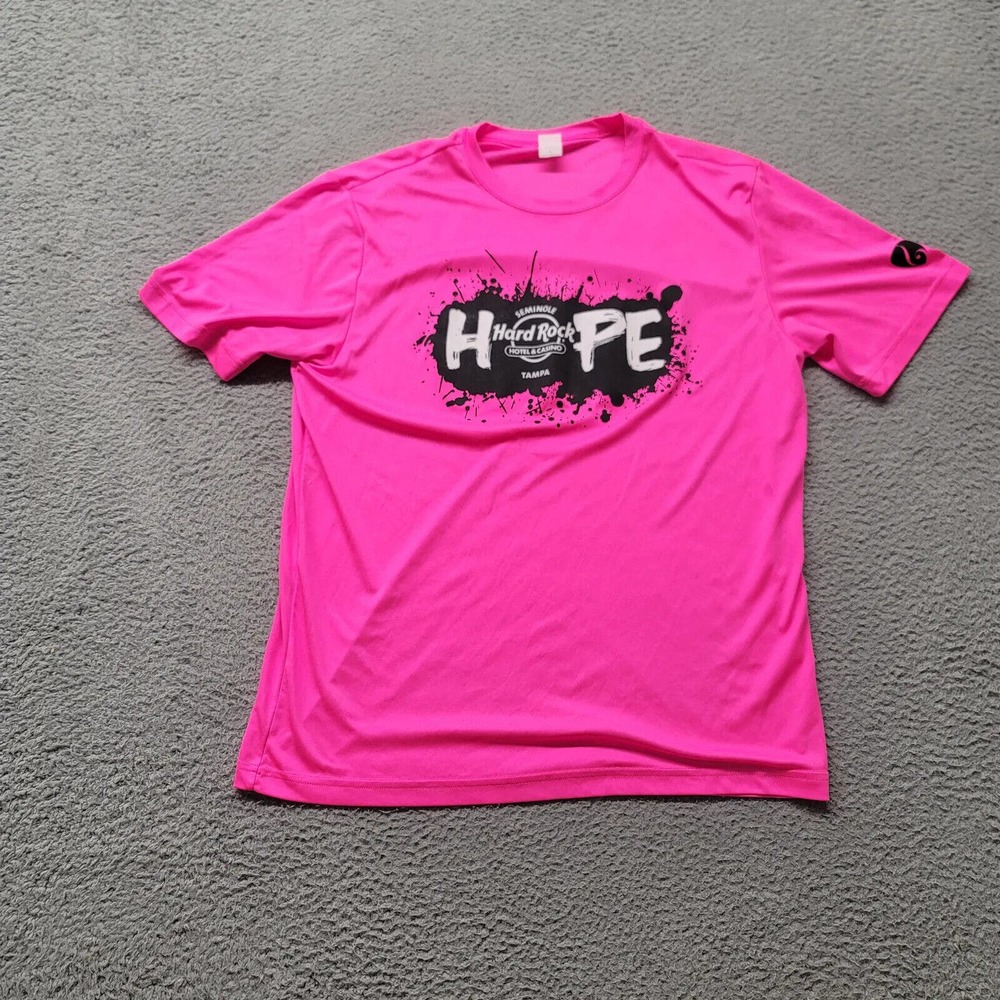 Hard Rock Cafe Shirt Mens Large Pink Hope Pinktober Short Sleeve Casino Logo